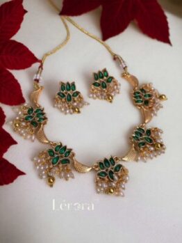 Lerora – 24K Gold Polish Coin Temple Necklace set.