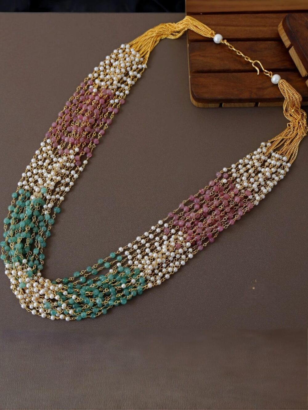 Lerora 15 Layered Multi-Color Pearl Mala LJ1 – Luxurious Ethnic Neckpiece