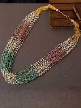 Lerora 15 Layered Multi-Color Pearl Mala LJ1 – Luxurious Ethnic Neckpiece