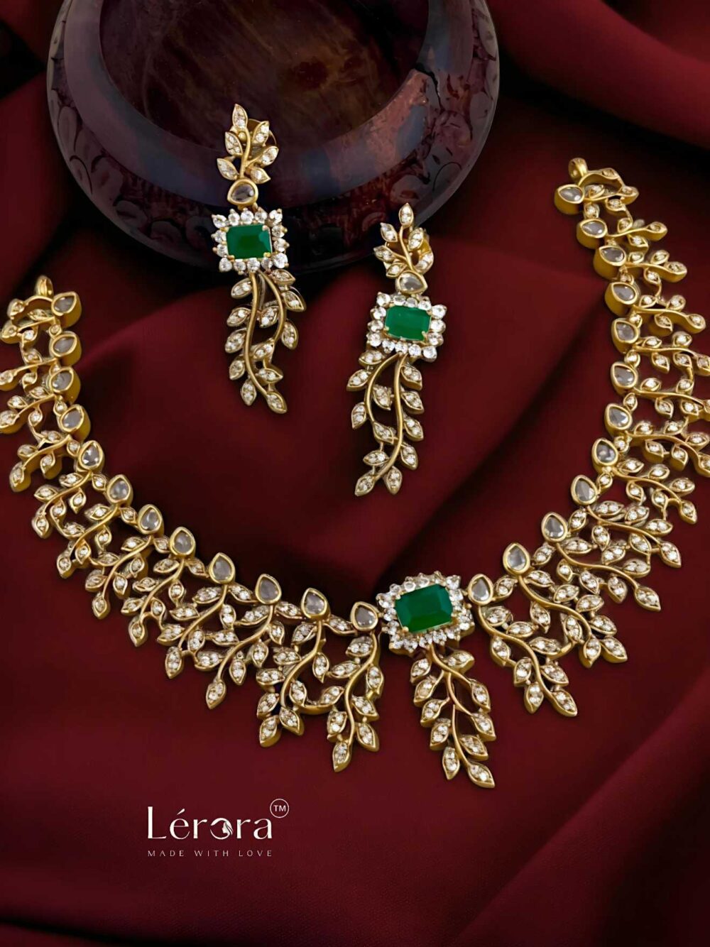 Lerora - Emerald and White AD leafy Set. LJ1