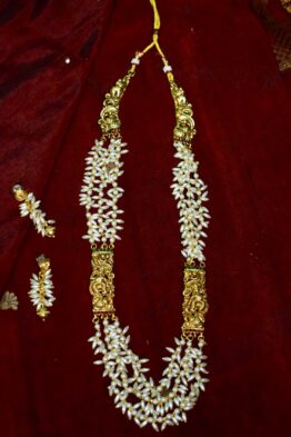 Elegant Gold Pearl Brass Long Haram Set – Timeless Tradition ✨💛