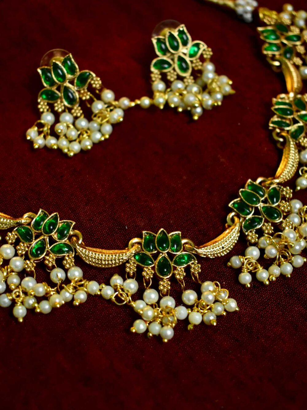Lerora Green Pearl Lotus Gold Set LJ2 - Image 2