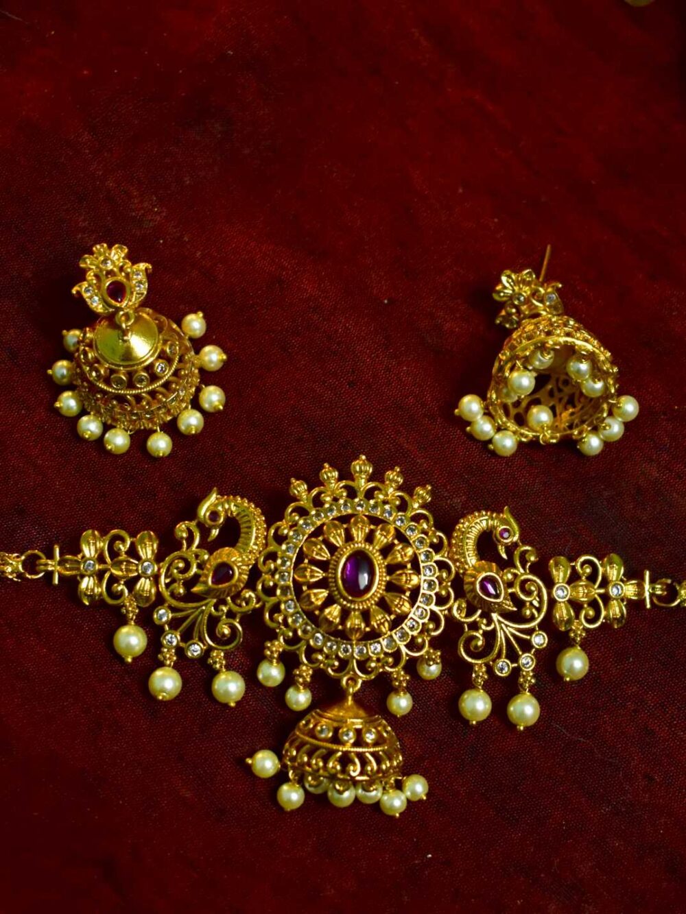 Lerora Premium Peacock Regal Gold Choker Set LJ2 - Image 2