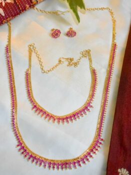 Lerora 22K Gold – Elegant Ethnic Pink Short & Long Set LJ2