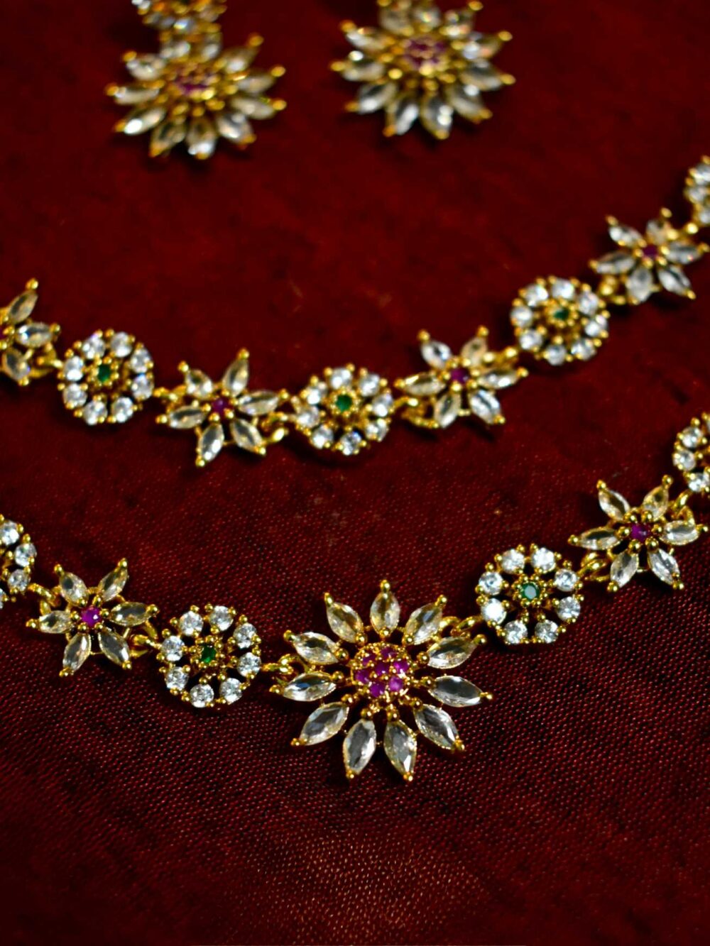 Lerora Two Layered Flower Gold Necklace Set LJ2 - Image 2