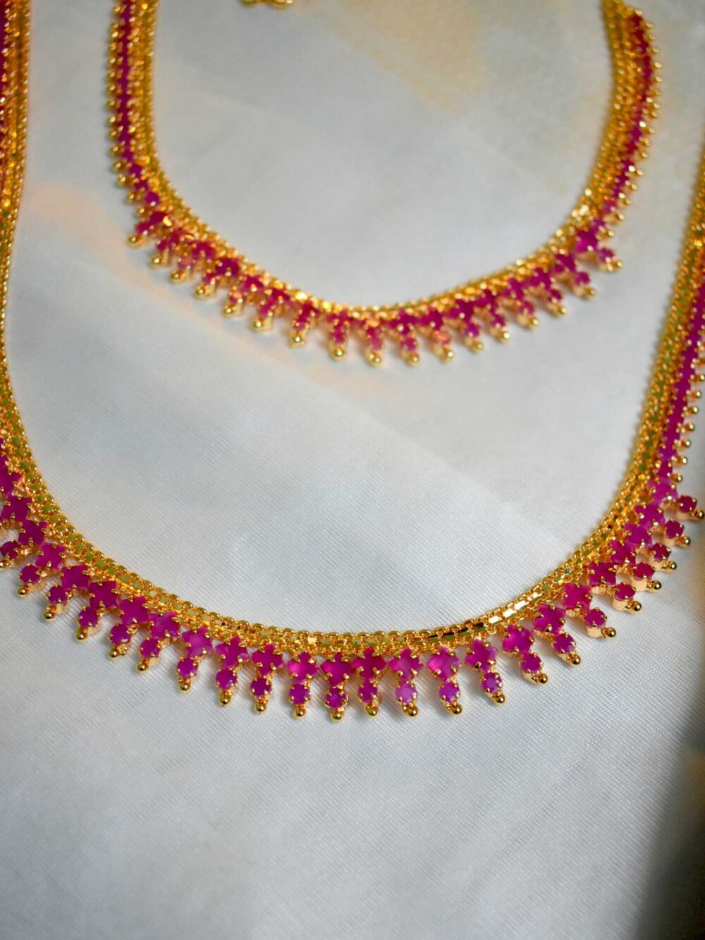 Lerora 22K Gold  – Elegant Ethnic Pink Short & Long Set LJ2 - Image 2