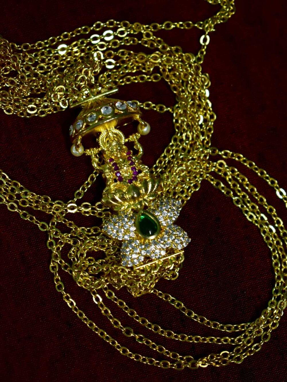 Lerora Temple-Inspired Lakshmi Devi Gold Layered Chain LJ3 - Image 3