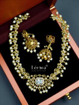 Lerora White Pearl Dollar Necklace Set LJ4