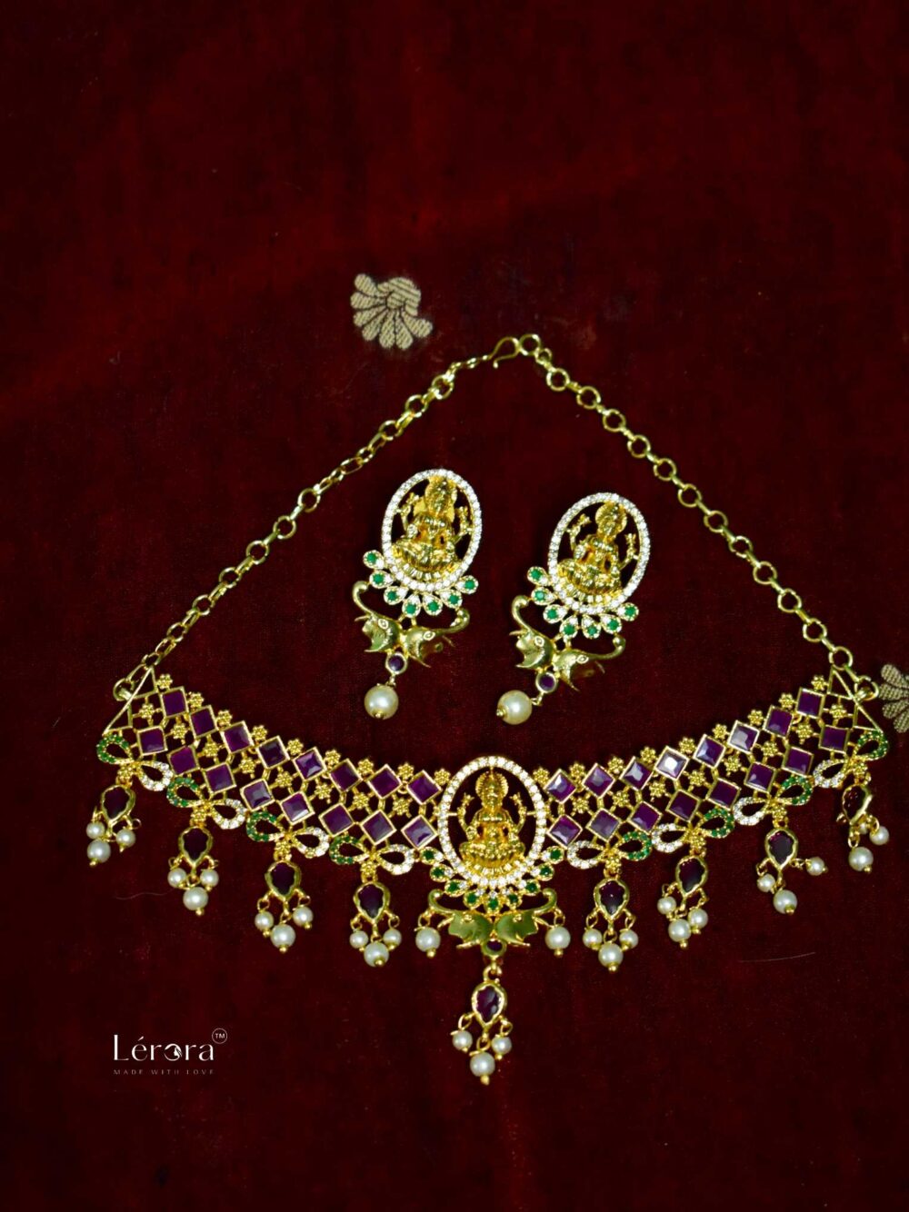 Lerora Lakshmi Devi 22K Gold Plated Choker Set LJ4