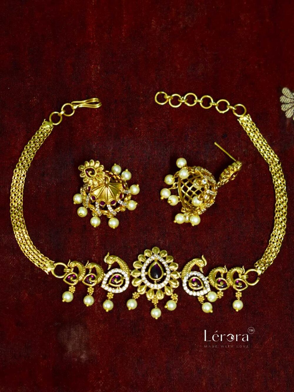 Lerora - premium gold peacock choker LJ4