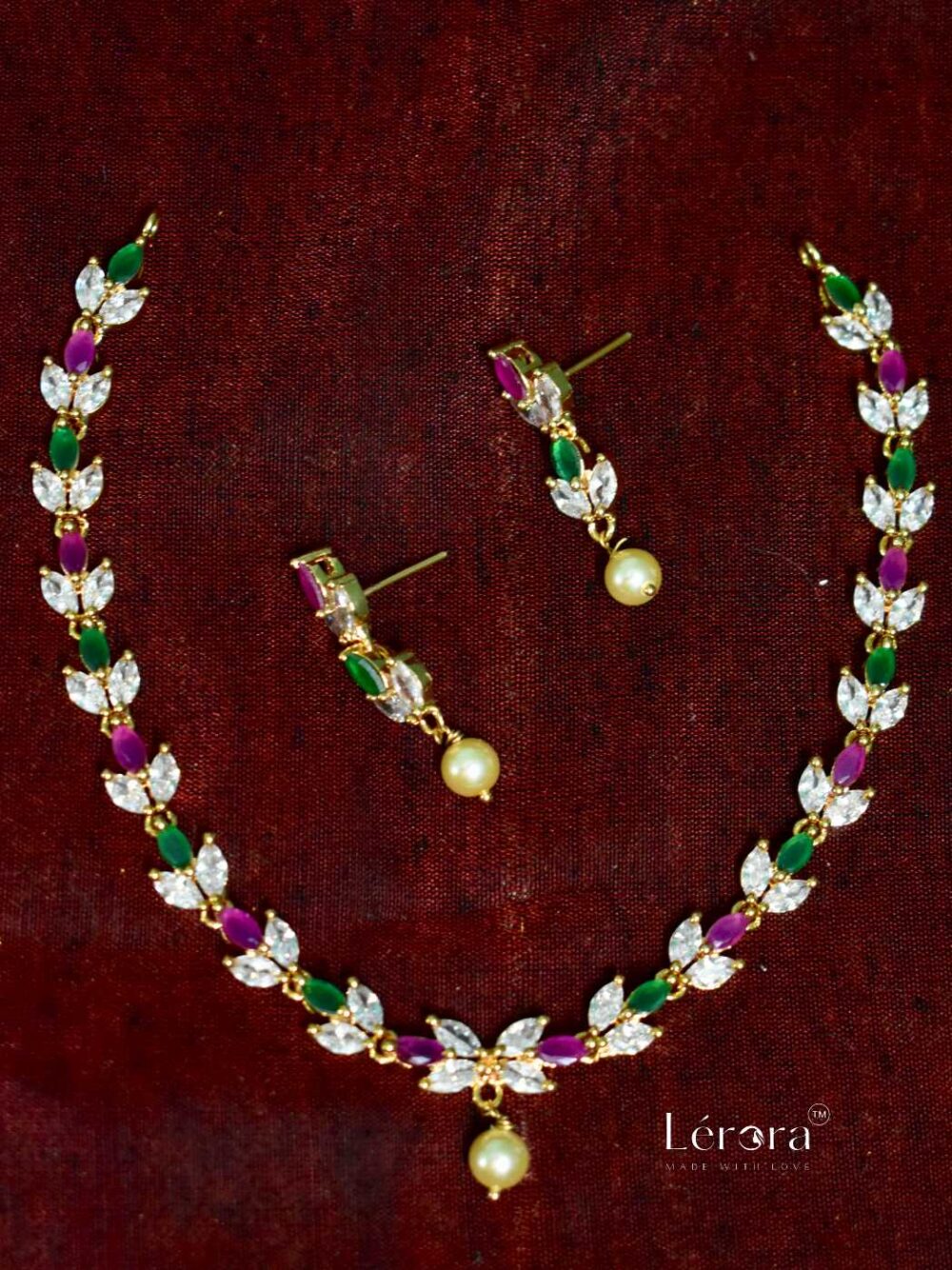 Lerora Elegant Gold Pink, Green & White AD Set LJ4
