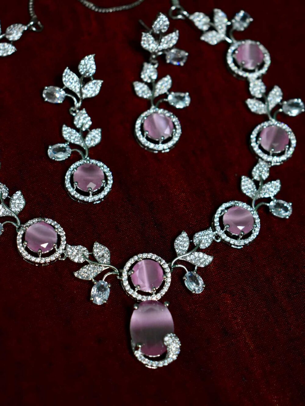 💗 Lerora Stunning Pink American Diamond Jewelry Set LJ5 - Image 2