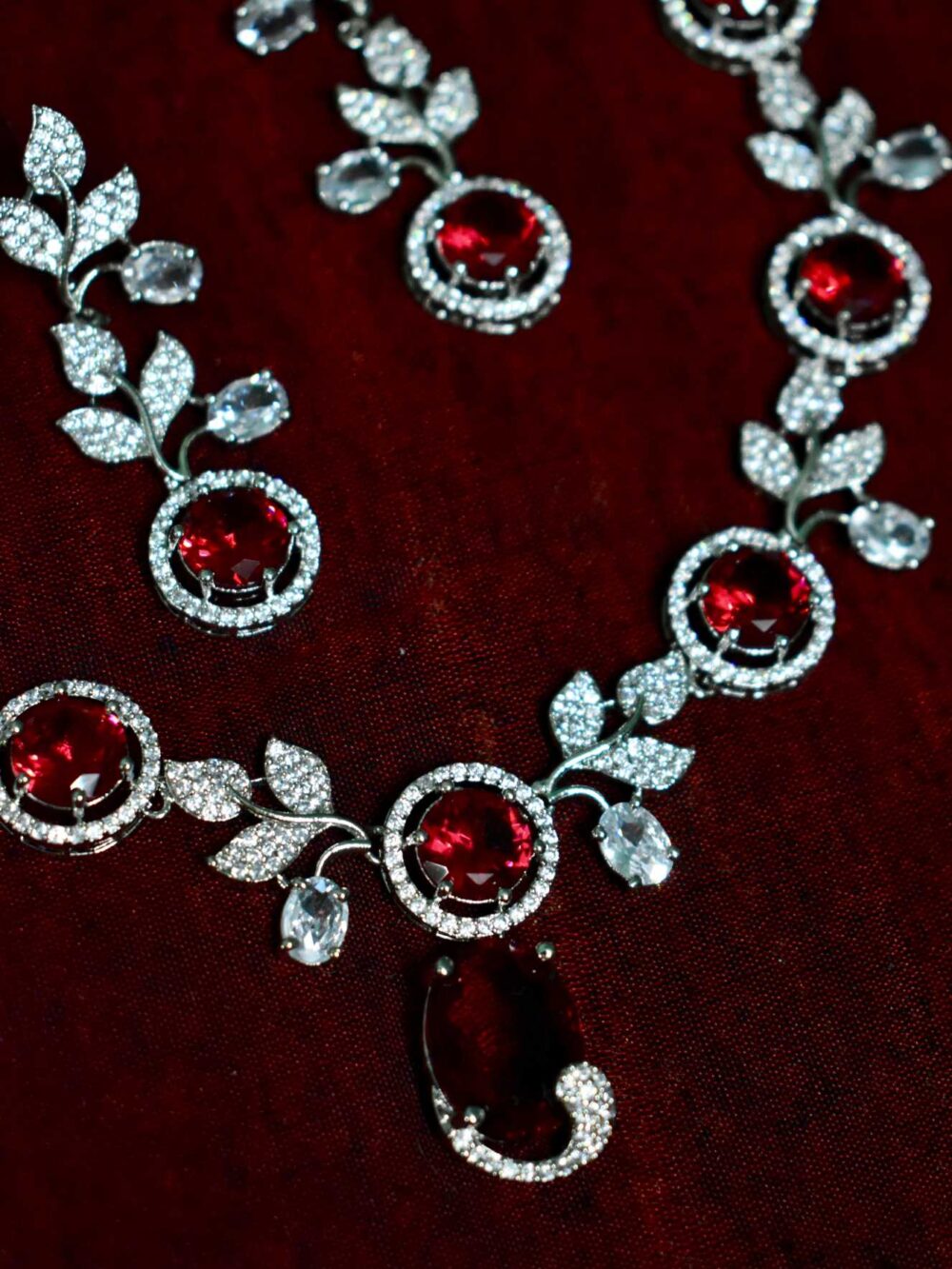 Lerora Stunning Red American Diamond Jewelry Set LJ5 - Image 2