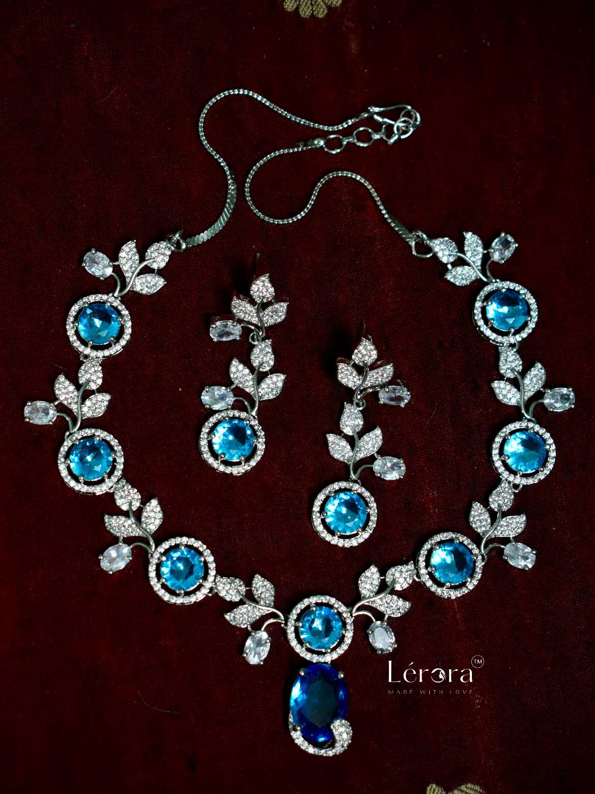 Lerora Sea Blue American Diamond Jewelry Set