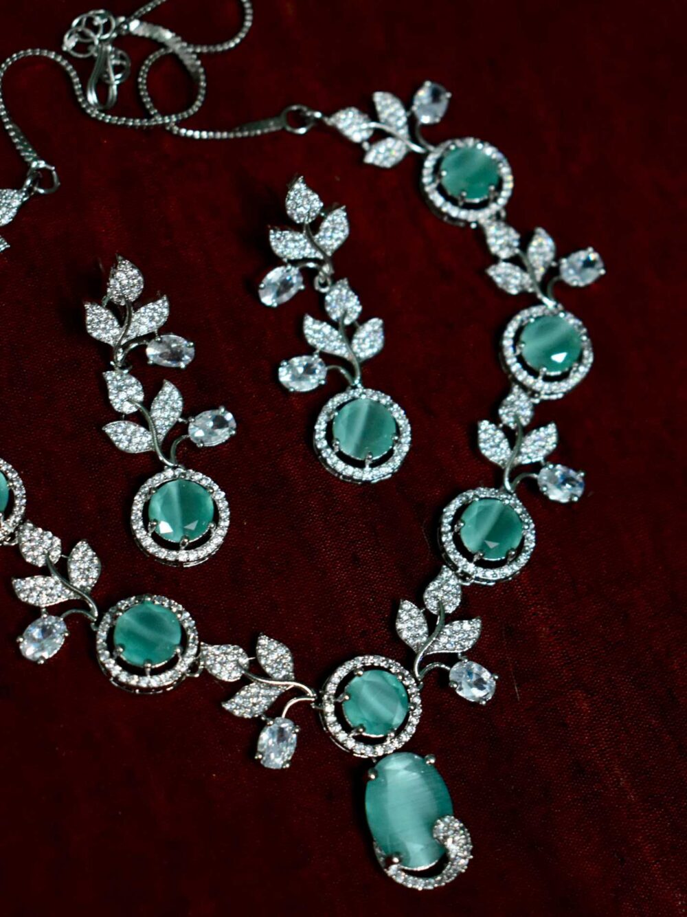 💚 Lerora Stunning Mint American Diamond Jewelry Set LJ5 - Image 2