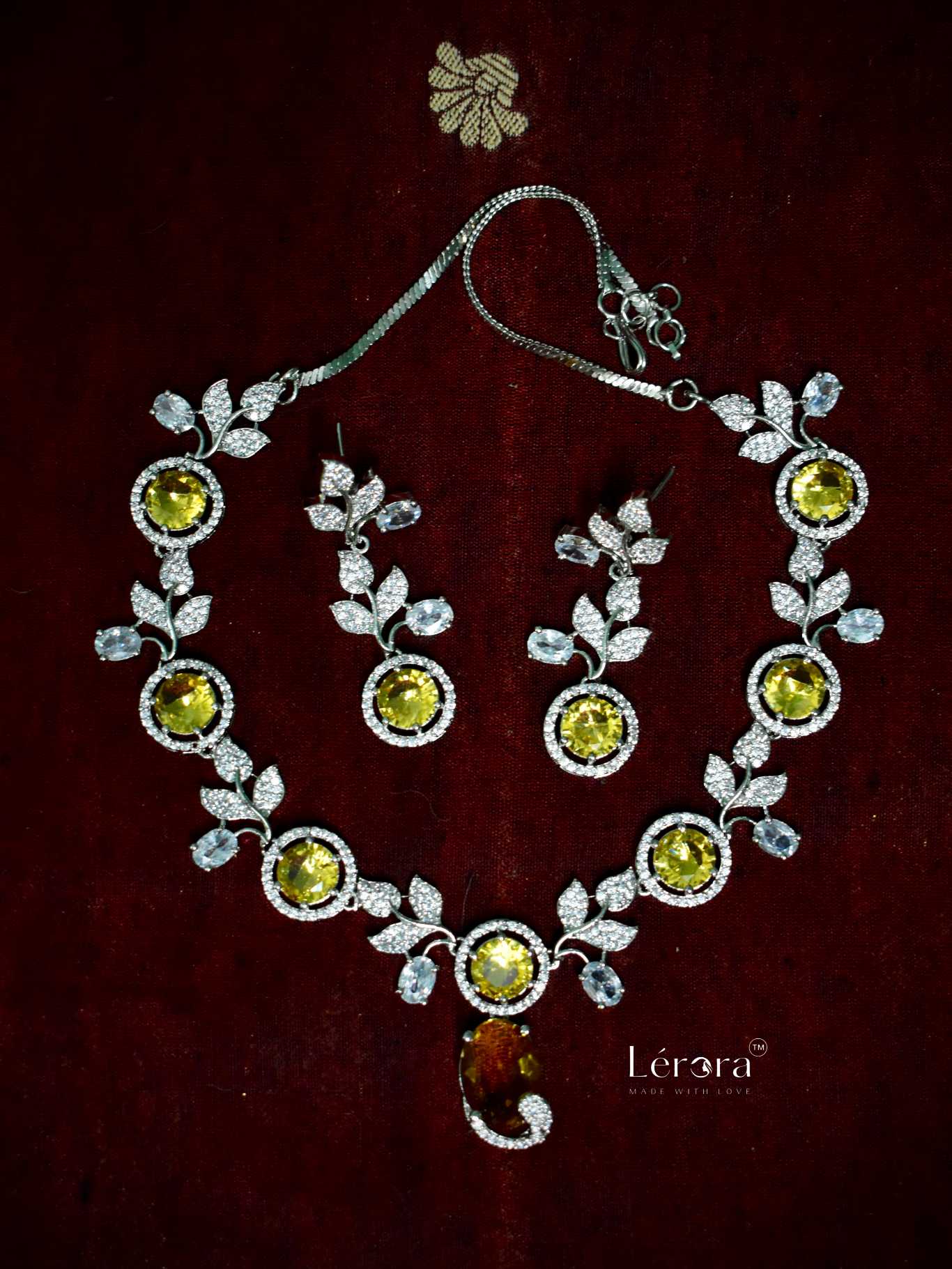 Lerora Stunning Yellow American Diamond Jewelry Set