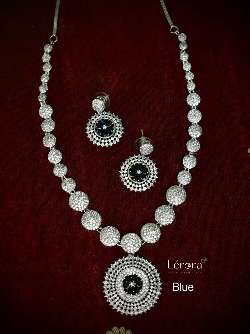 💙 Lerora Blue Shimmering Cubic Zirconia Pendant Set – LJ5