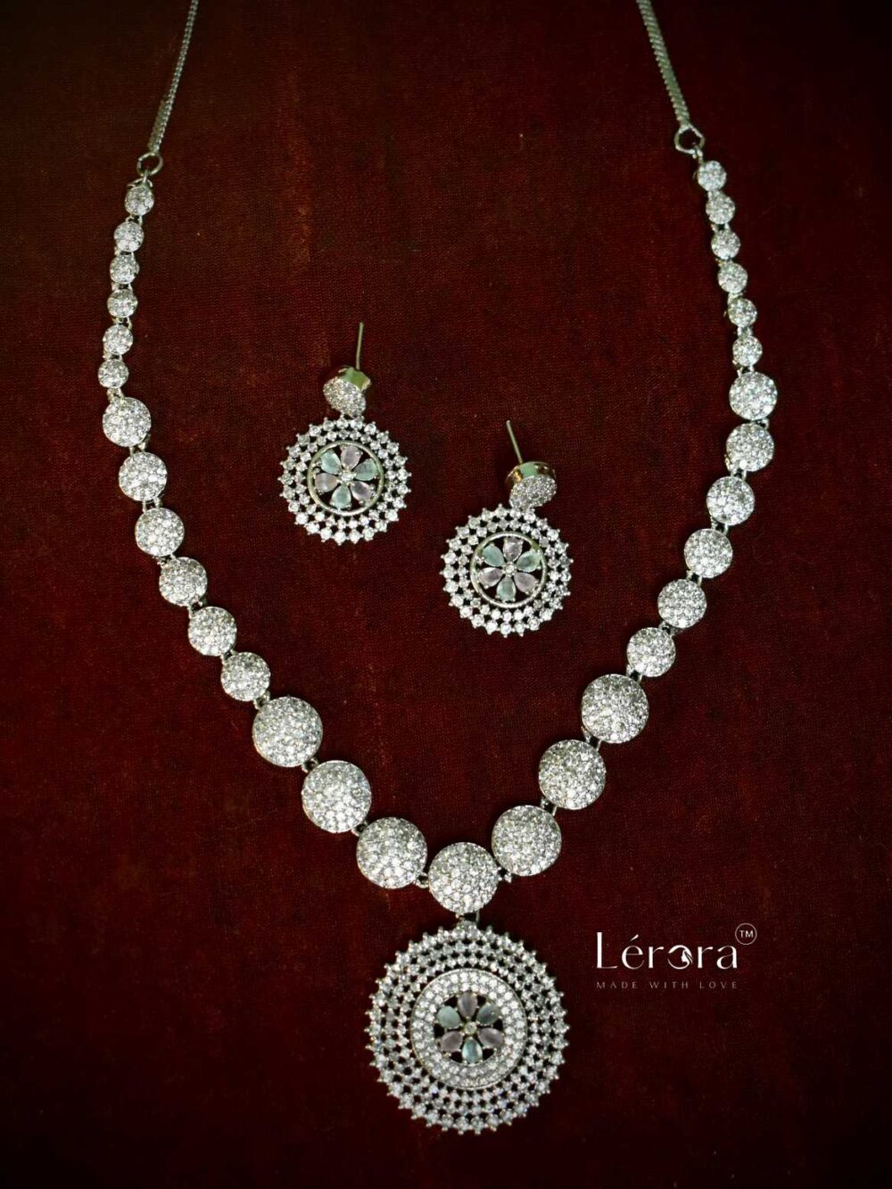 🌸🌿 Lerora Pink and Mint Shimmering Cubic Zirconia Pendant Set – LJ5