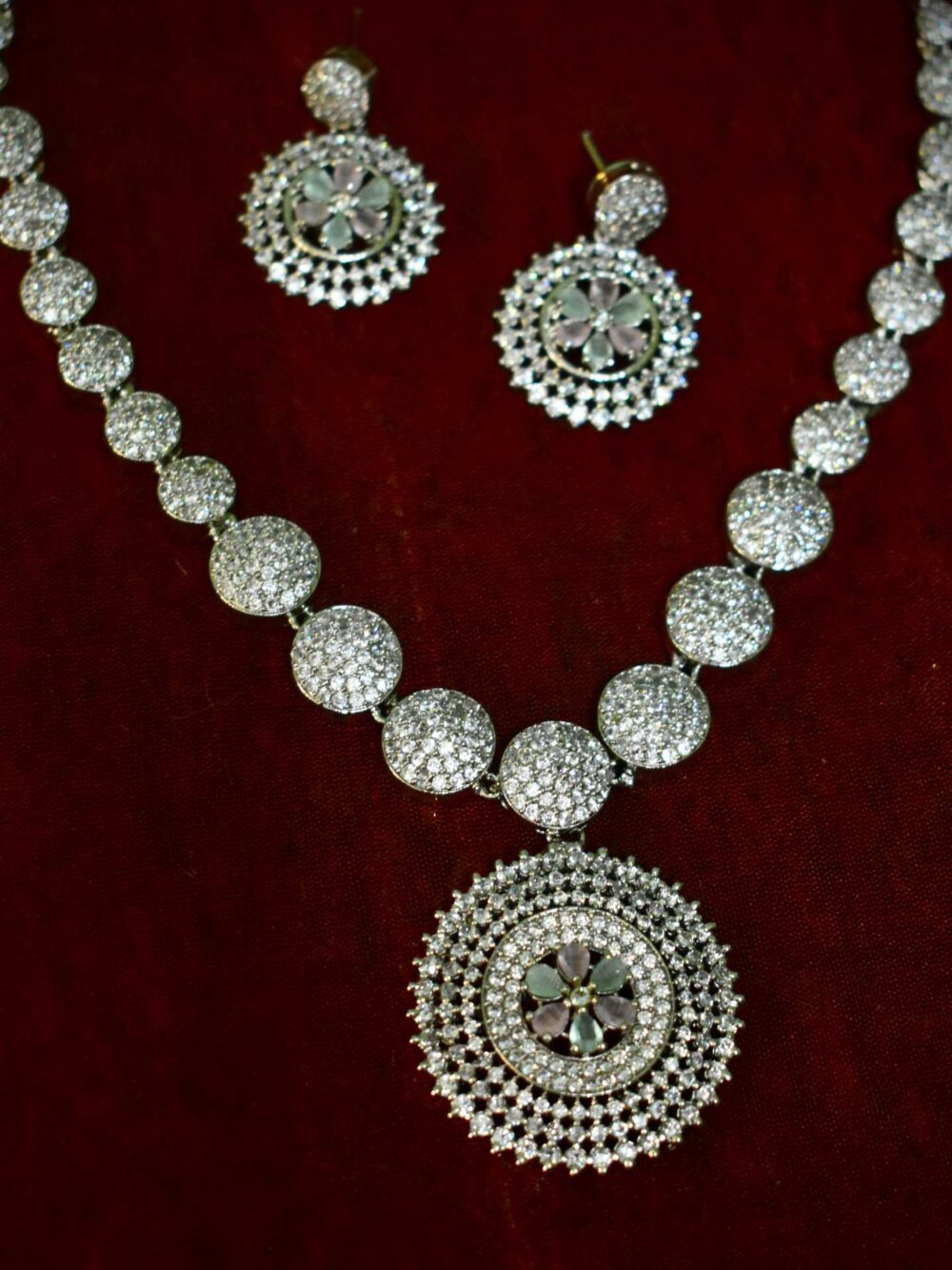 🌸🌿 Lerora Pink and Mint Shimmering Cubic Zirconia Pendant Set – LJ5 - Image 2