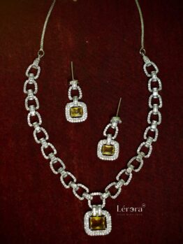 💛 Lerora AD Yellow Square-Cut Pendant and Matching Earring