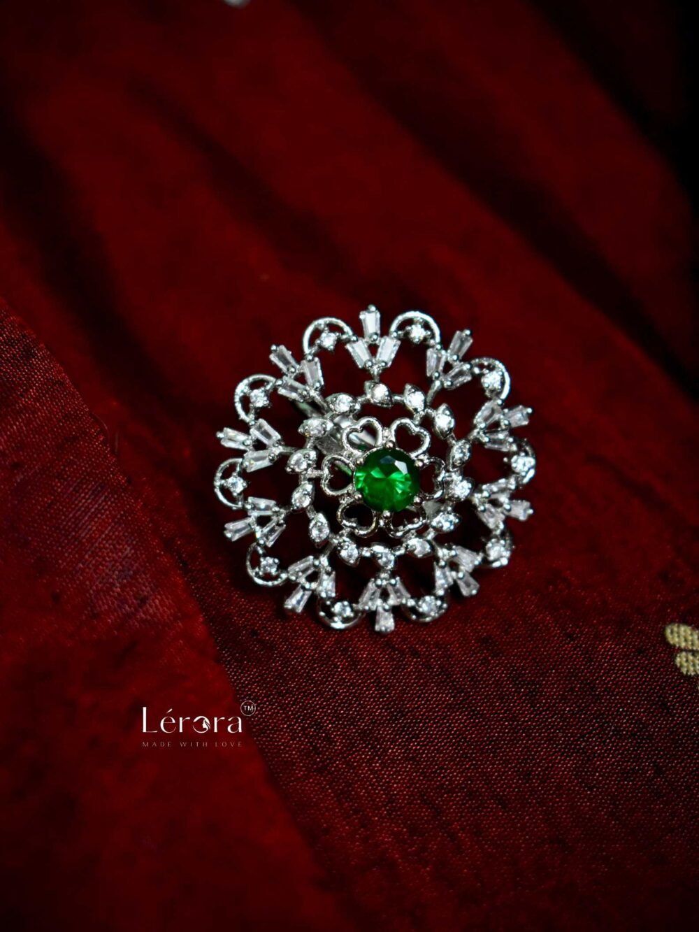 💚 Lerora Green Bridal Silver Ring - Image 2