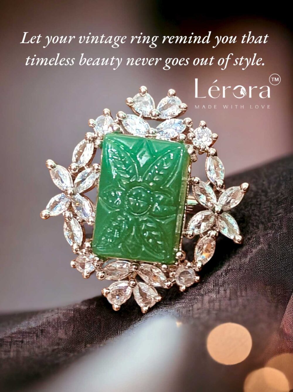 💚 Lerora Vintage Green Diamond Ring - Image 2