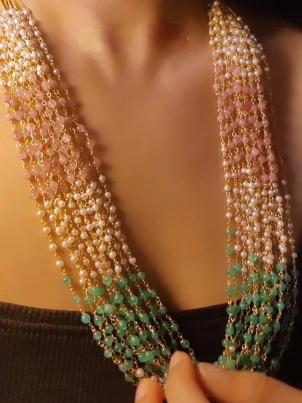 Lerora 15 Layered Multi-Color Pearl Mala LJ1 - Image 2