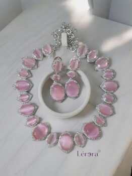 Lerora Pink Eye-Rich Zirconia Jewellery Set💗Lj10