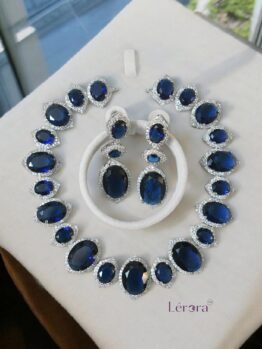 Lerora Navy Blue Eye-Rich Zirconia Jewellery Set 💙