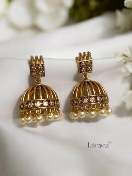 Lerora White Antique Dome Jhumka Earrings🛕