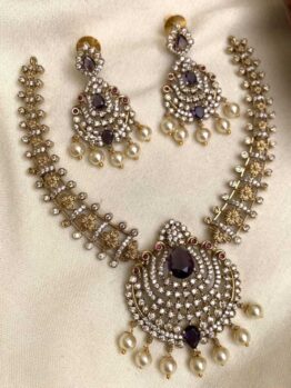 Lerora Purple Gold AD Big Pendant Set