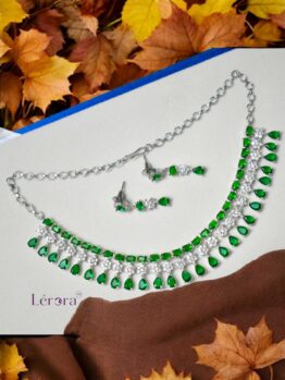 Lerora Deepika-Inspired Green AD Jewellery Set 💚
