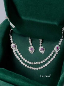 Lerora Rani Two-Layered Pink AD Jewellery Set💗LJ9