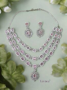 Lerora Pink Three-Layered AD Jewellery Set 💗LJ9
