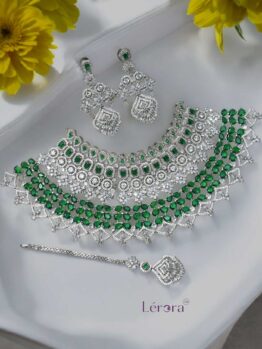Lerora Green Big Bridal Choker Set for Wedding💚LJ9