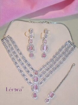 Lerora Pink Three-Layered AD Jewellery Set💗LJ9