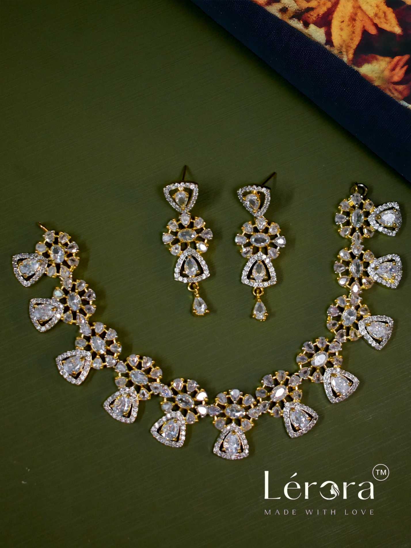 Lerora Gold Diamond AD Necklace Set💛💎LJ8